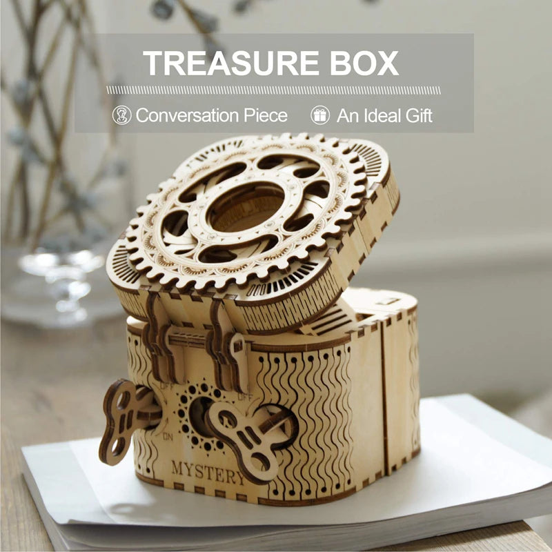 123pcs Creative DIY 3D Treasure Box Wooden Puzzle Game