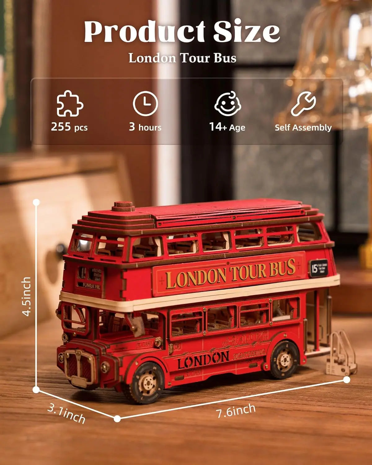 3D London Tour Bus Wooden Puzzles Collectibles Gifts