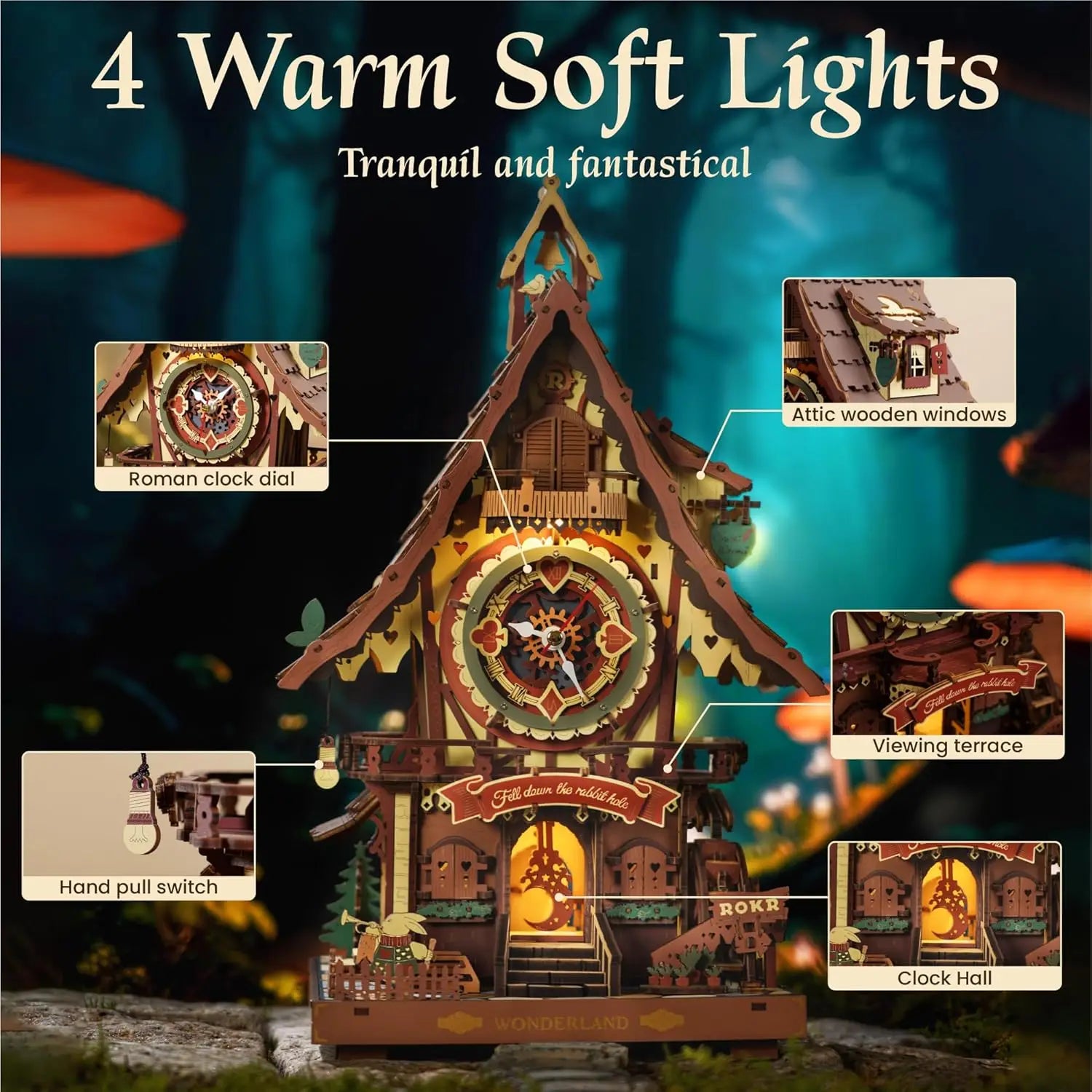 3D Clock Mechanical Wooden Puzzles DIY Mechanical Aesthetic Room Decor