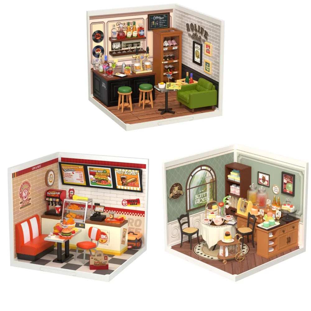 3D Puzzle Home Supply Store Kit with LED Yum Burger And Leisurely Cheers Bar