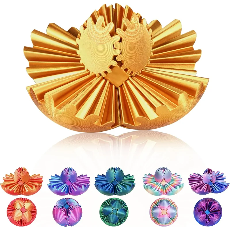 3D Printed Gear Sphere Fidget Toy, Sensory Stress Relief Ball for Kids and Adults