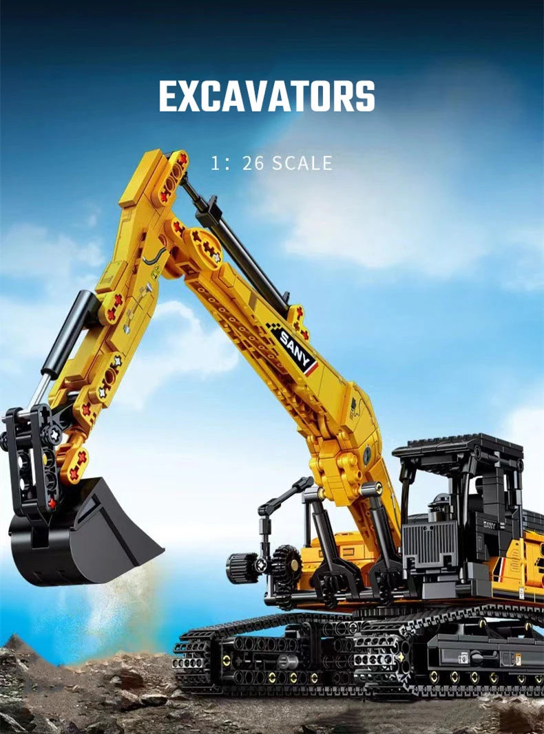 1022pcs Excavator Models Building Blocks City Construction Engineering Vehicle Bricks Educational Toys
