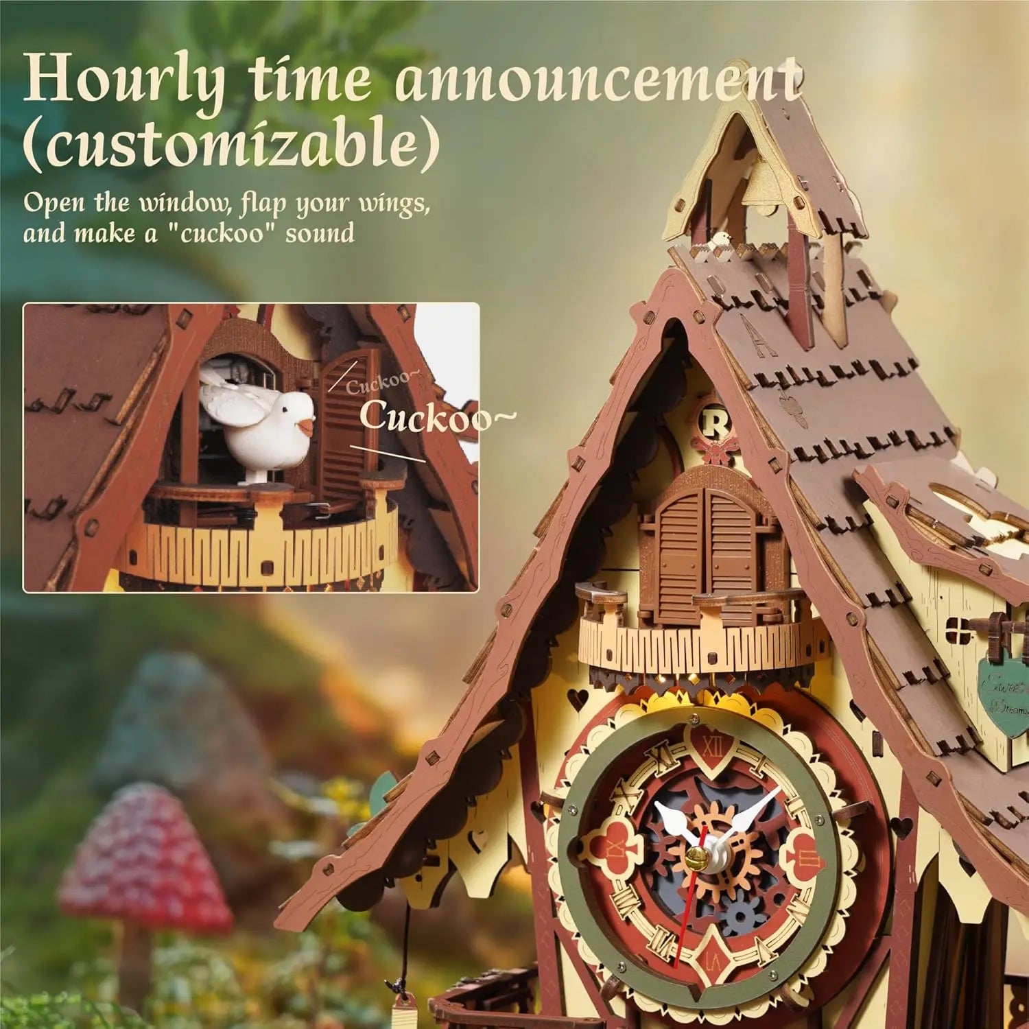 3D Clock Mechanical Wooden Puzzles DIY Mechanical Aesthetic Room Decor