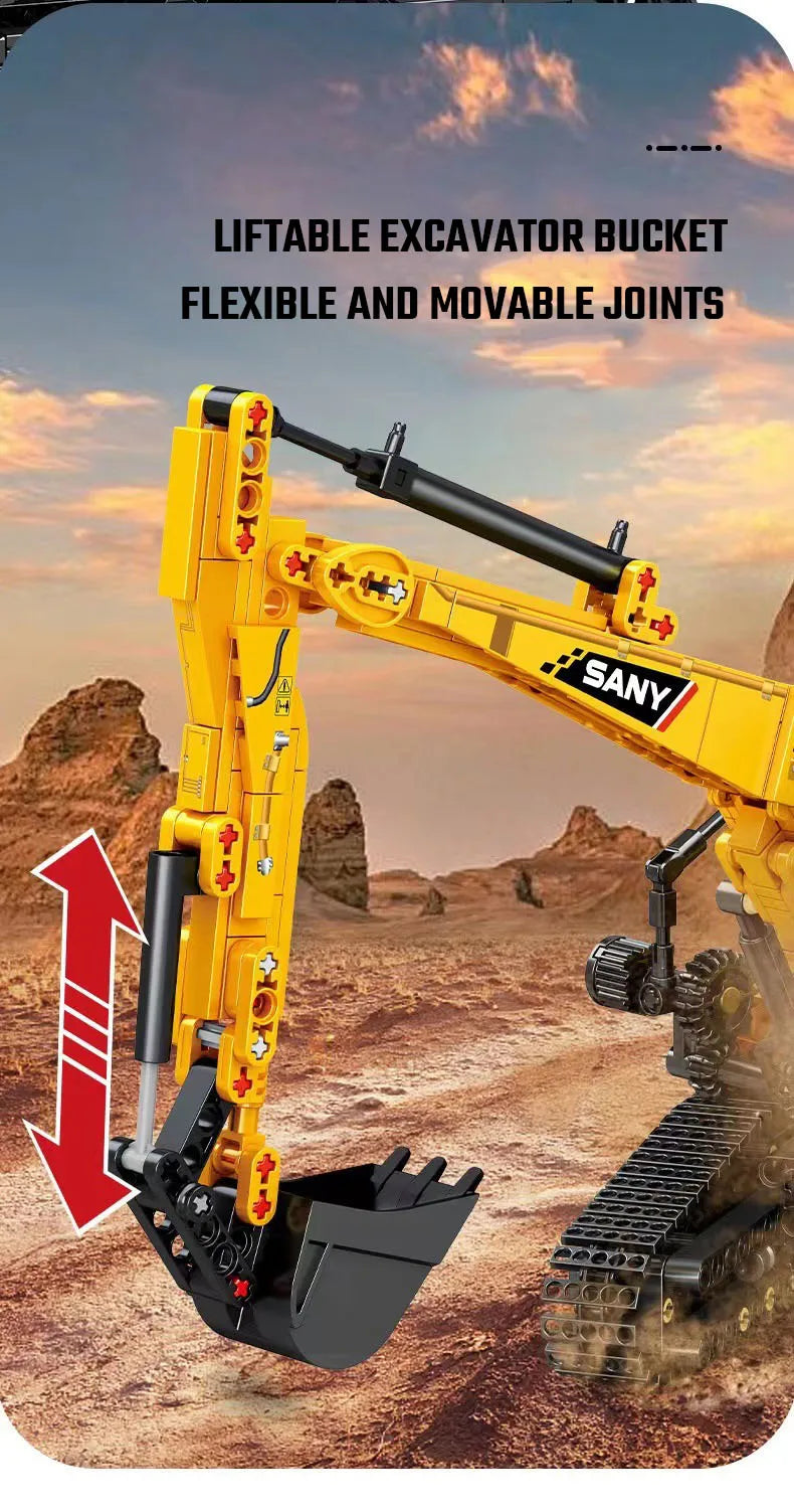 1022pcs Excavator Models Building Blocks City Construction Engineering Vehicle Bricks Educational Toys
