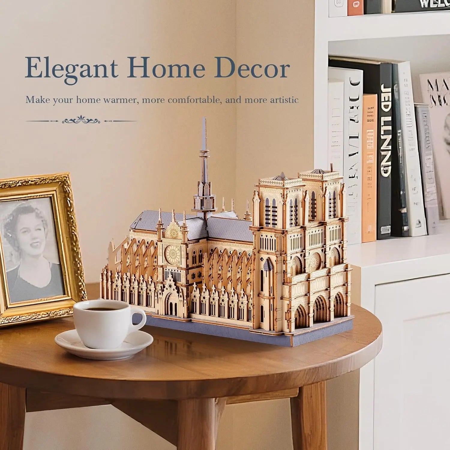 3D Puzzle Paris Cathedral Wooden Model Construction Craft Kits Ideal Gift
