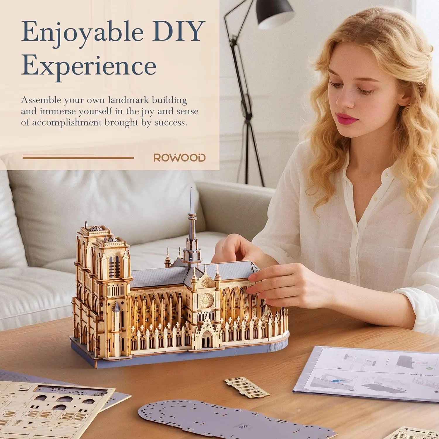 3D Puzzle Paris Cathedral Wooden Model Construction Craft Kits Ideal Gift