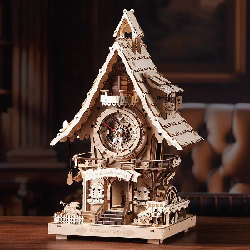 3D Clock Mechanical Wooden Puzzles DIY Mechanical Aesthetic Room Decor