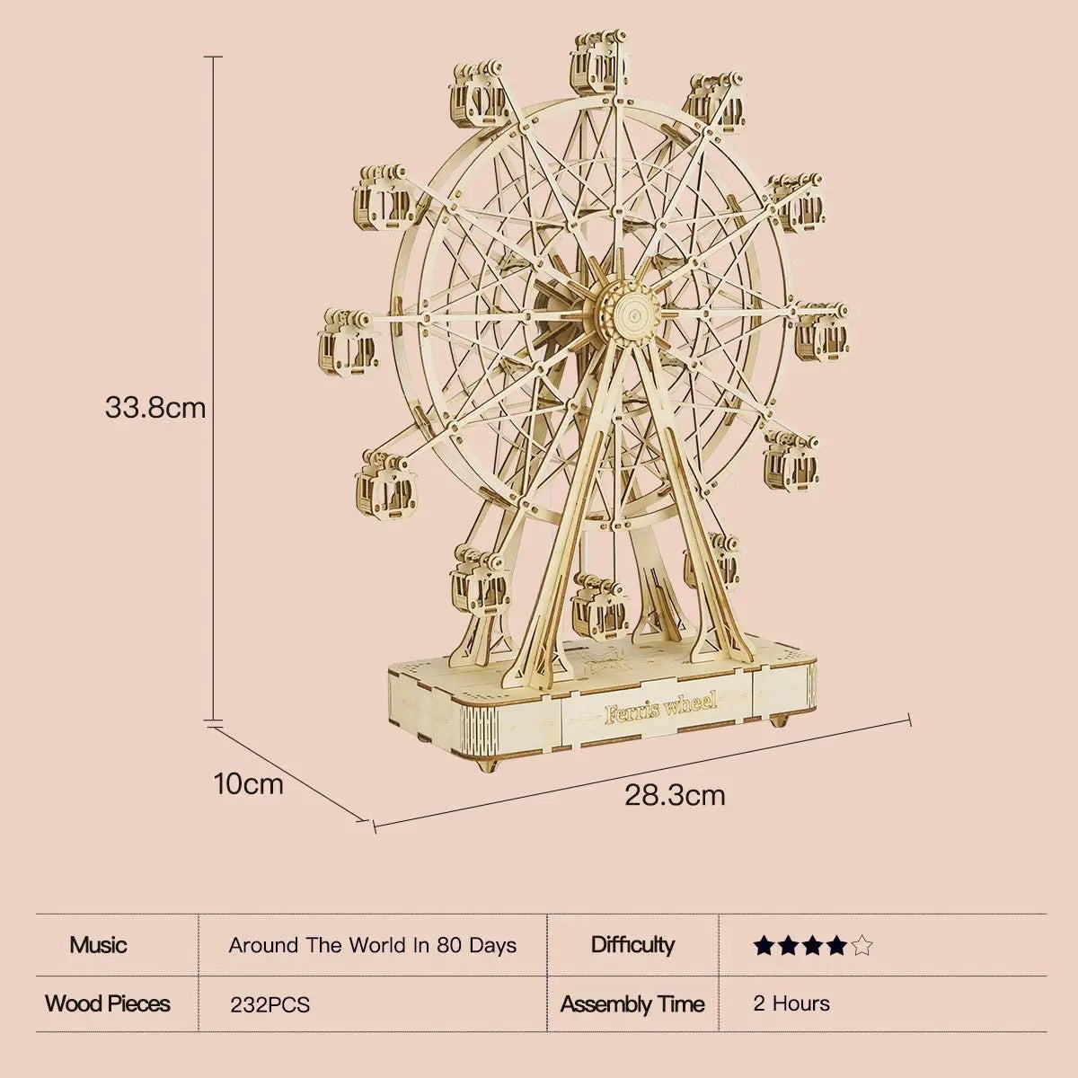 232pcs Rotatable DIY 3D Wooden Model Building Block Kits
