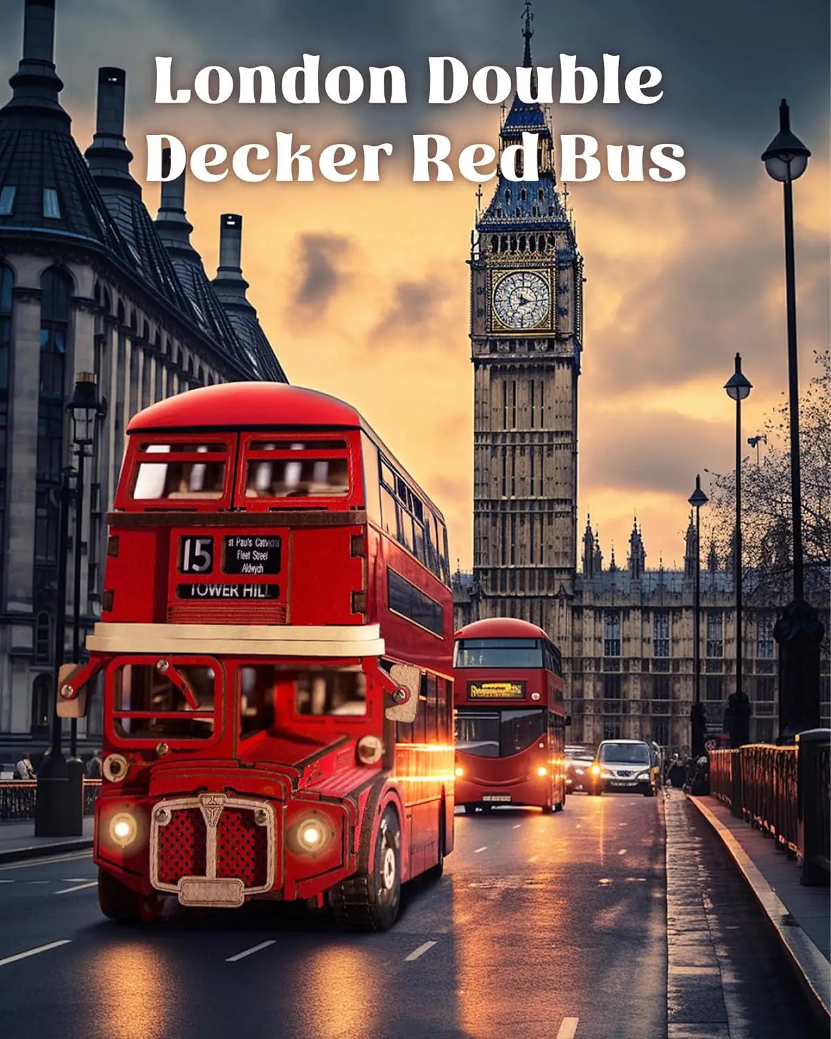 3D London Tour Bus Wooden Puzzles Collectibles Gifts