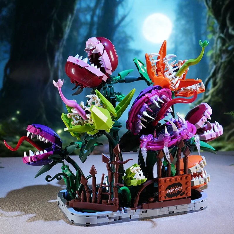 1266Pcs Carnivorous Plant Manor Building Blocks Man-eating Flower Home Decoration Gift