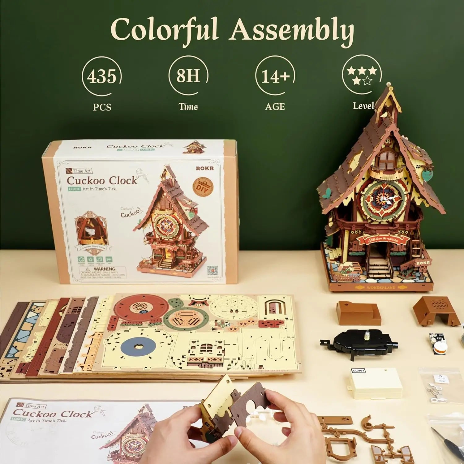 3D Clock Mechanical Wooden Puzzles DIY Mechanical Aesthetic Room Decor