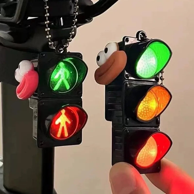 1/2Pcs Simulation Electronic Traffic Light Keychain Pendant Mini Pedestrian Light LED Light-emitting
