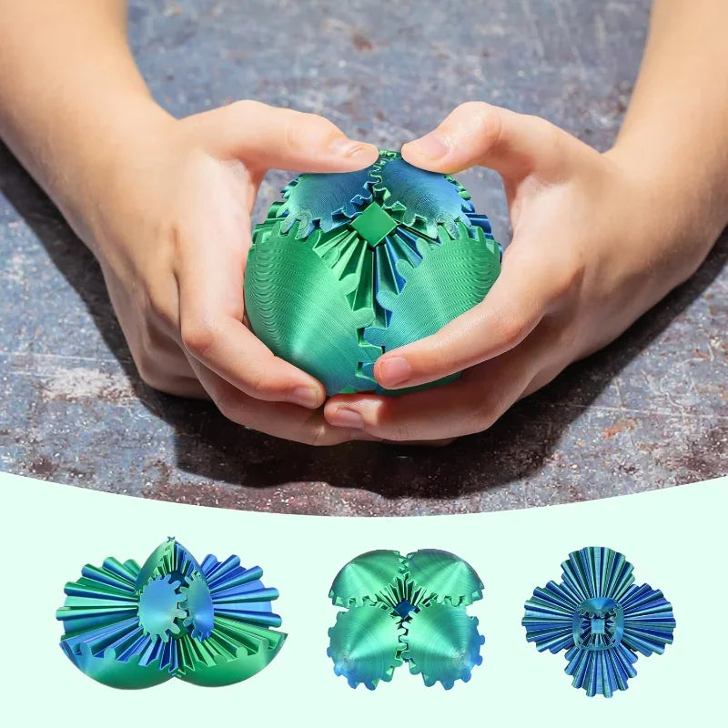 3D Printed Gear Sphere Fidget Toy, Sensory Stress Relief Ball for Kids and Adults