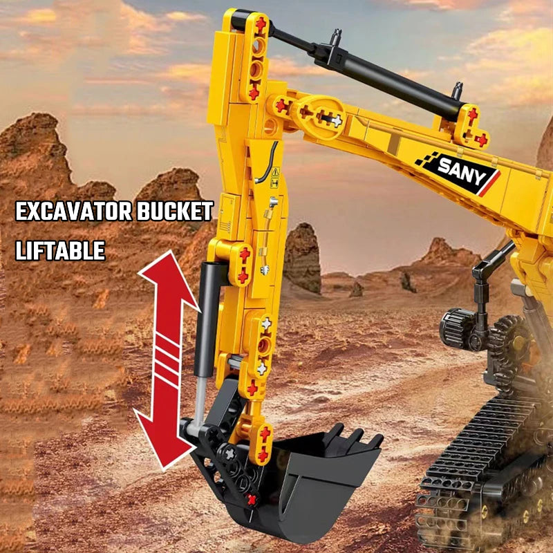 1022pcs Excavator Models Building Blocks City Construction Engineering Vehicle Bricks Educational Toys