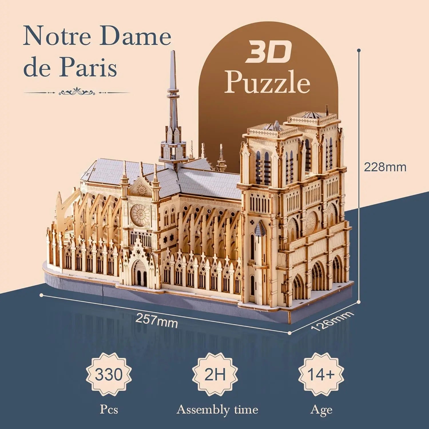 3D Puzzle Paris Cathedral Wooden Model Construction Craft Kits Ideal Gift