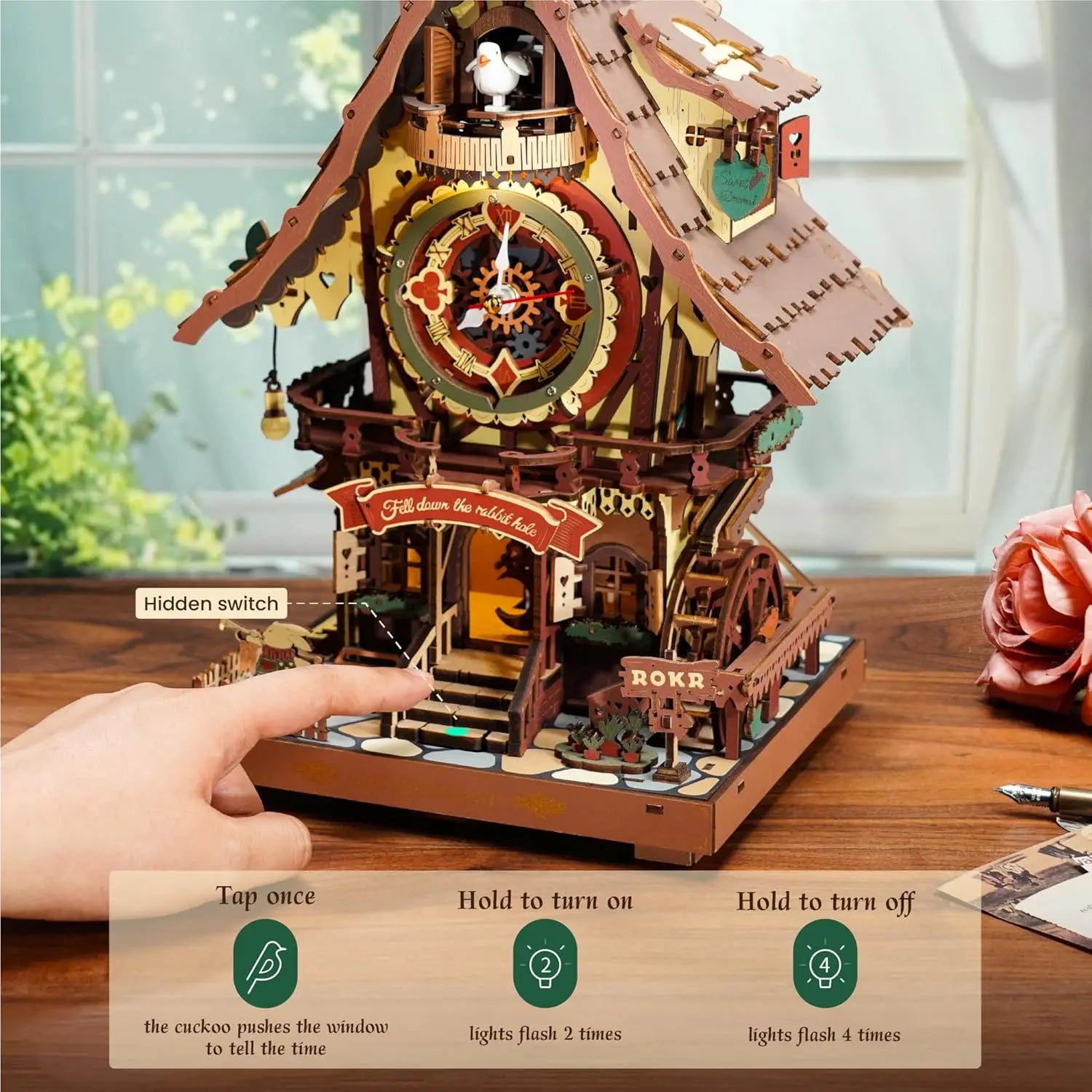 3D Clock Mechanical Wooden Puzzles DIY Mechanical Aesthetic Room Decor