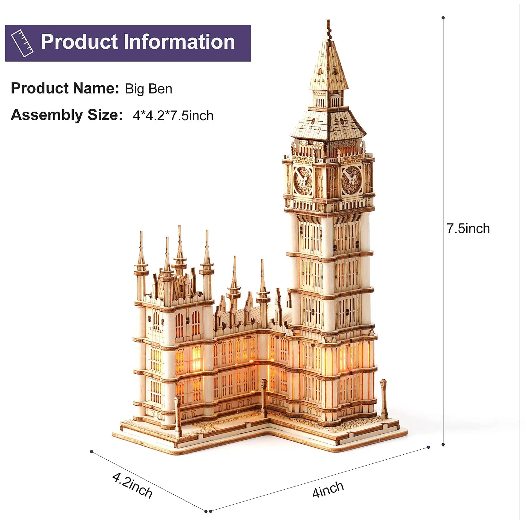 3D Tower Bridge Big Ben Famous Building Wooden Puzzle  Easy Assembly Gift