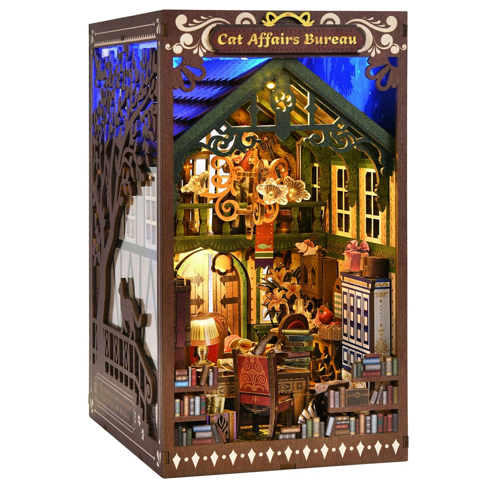 3D Puzzle Wooden DIY Home Decoration Miniature Insert Magic Book House