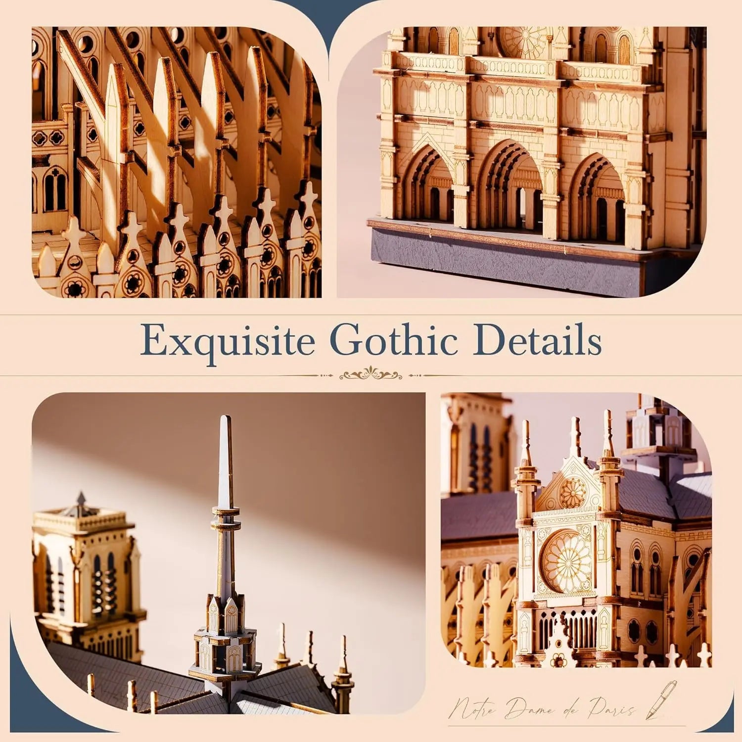 3D Puzzle Paris Cathedral Wooden Model Construction Craft Kits Ideal Gift