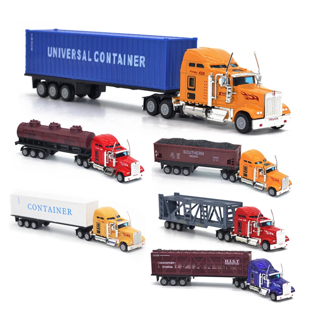 1:50 Large Diecast Alloy Truck Car Simulation Oil Truck Tank Container Pull