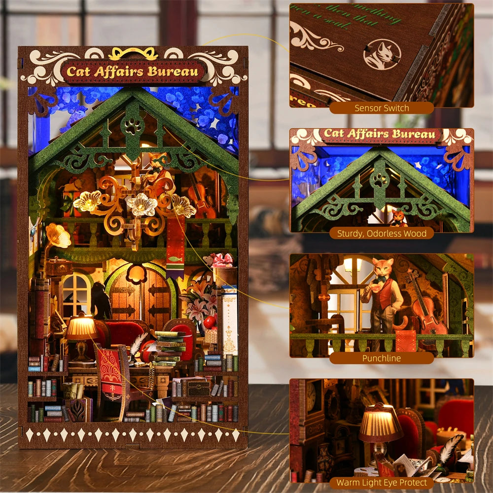 3D Puzzle Wooden DIY Home Decoration Miniature Insert Magic Book House
