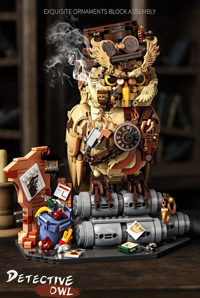 1200+pcs Owl Detective Magic Animal Building Blocks Set Educational DIY Toys for Kids Adult