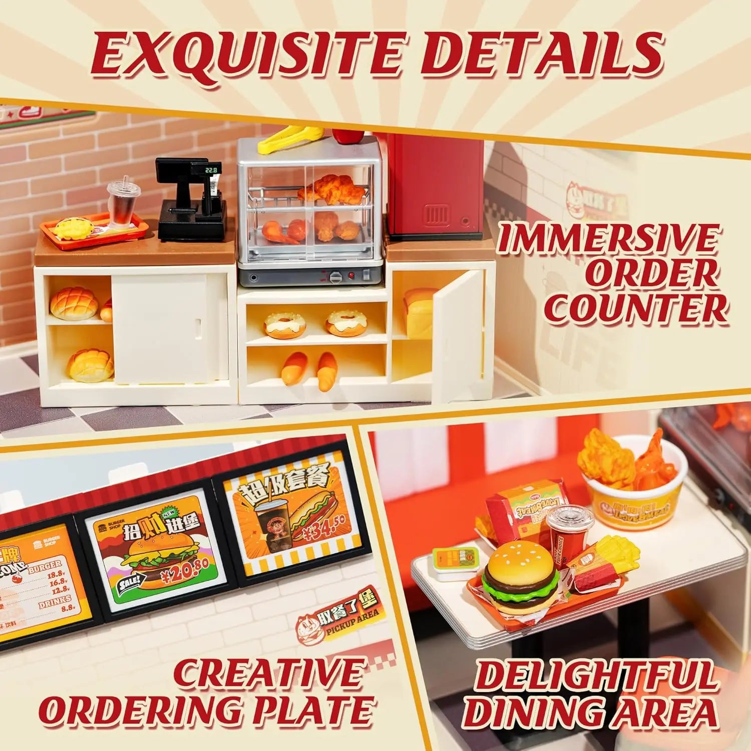 3D Puzzle Home Supply Store Kit with LED Yum Burger And Leisurely Cheers Bar