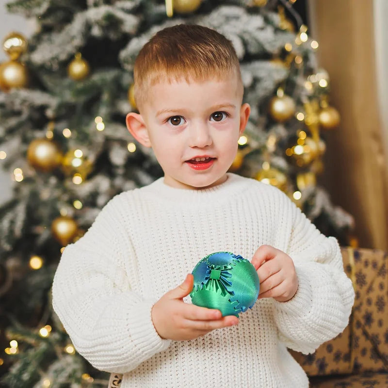 3D Printed Gear Sphere Fidget Toy, Sensory Stress Relief Ball for Kids and Adults