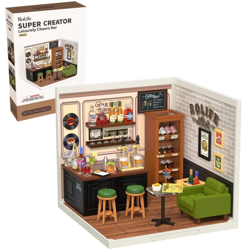3D Puzzle Home Supply Store Kit with LED Yum Burger And Leisurely Cheers Bar