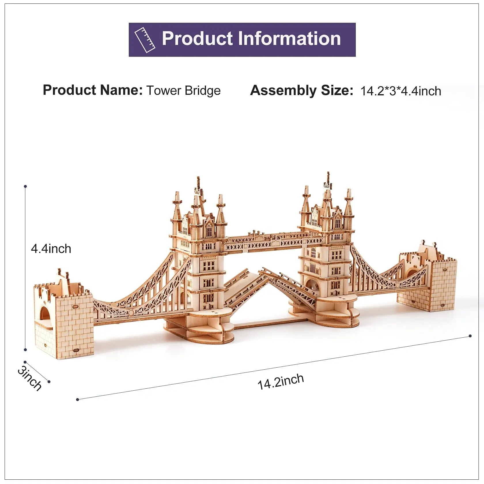 3D Tower Bridge Big Ben Famous Building Wooden Puzzle  Easy Assembly Gift