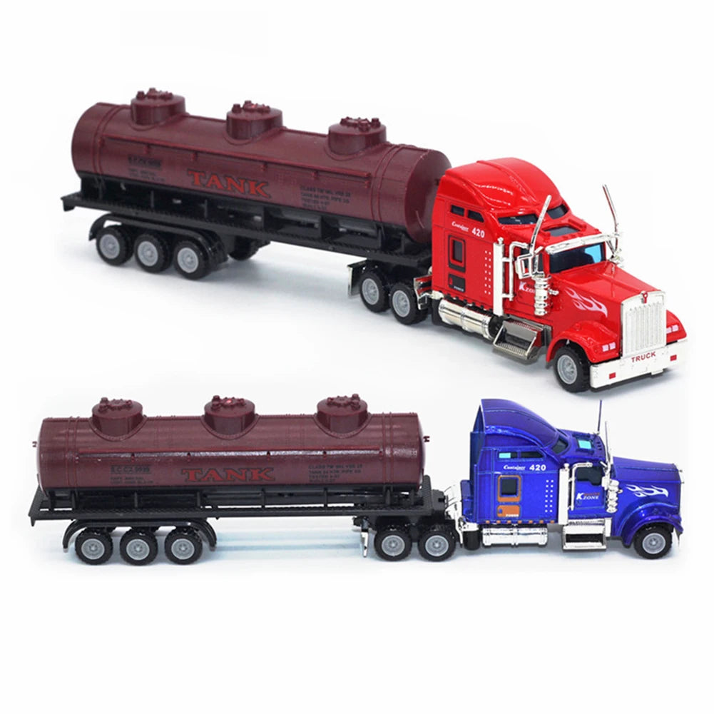1:50 Large Diecast Alloy Truck Car Simulation Oil Truck Tank Container Pull