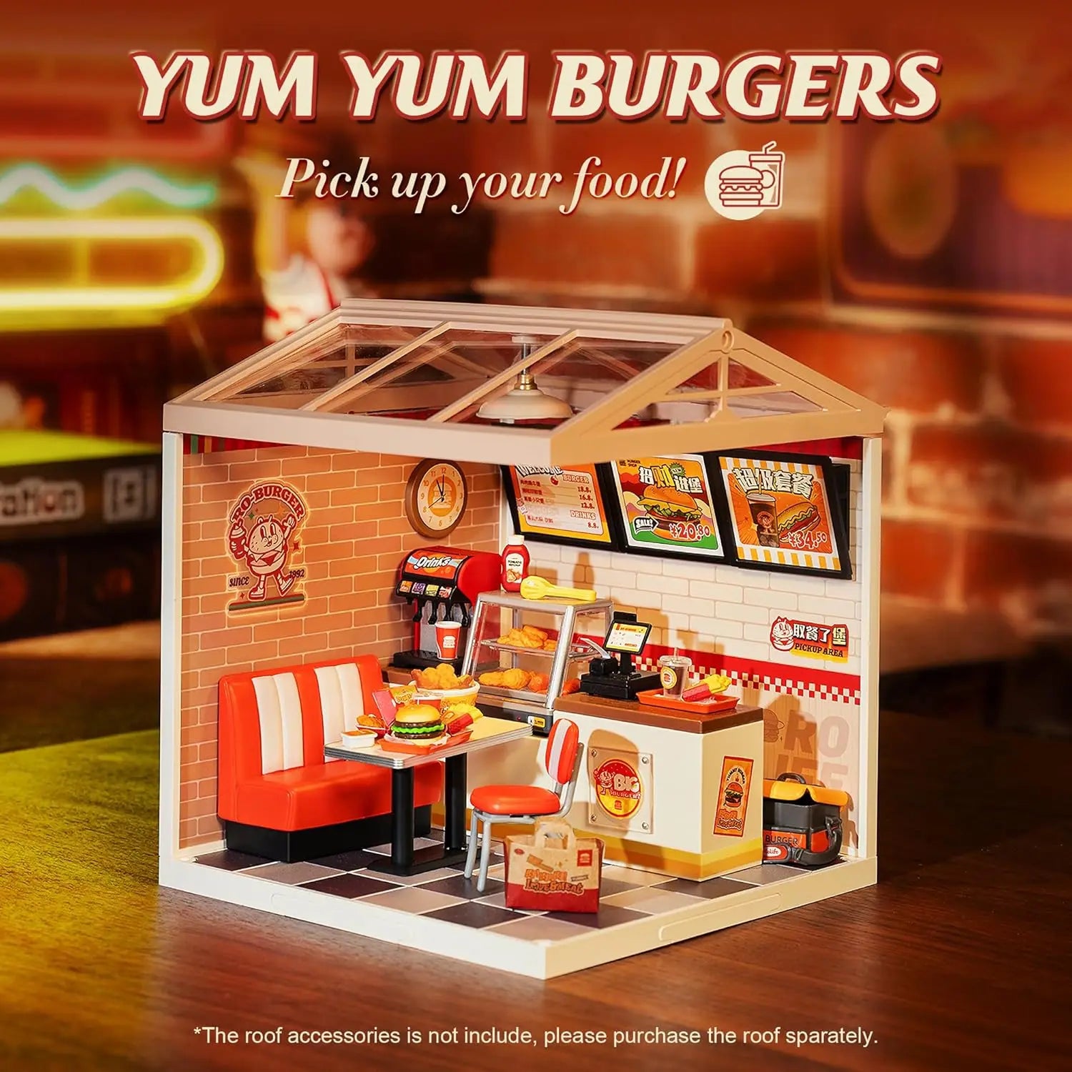 3D Puzzle Home Supply Store Kit with LED Yum Burger And Leisurely Cheers Bar