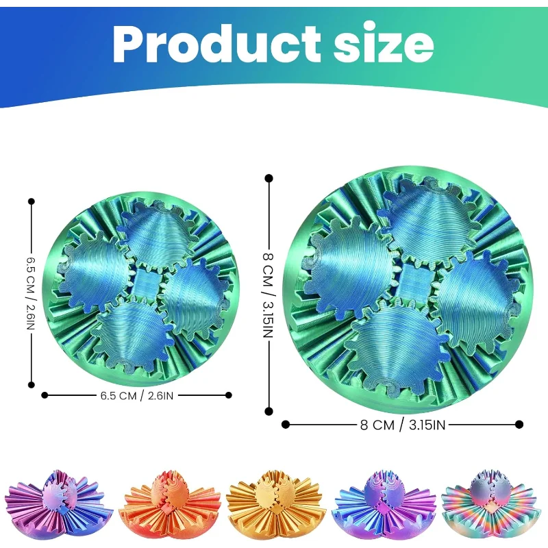 3D Printed Gear Sphere Fidget Toy, Sensory Stress Relief Ball for Kids and Adults