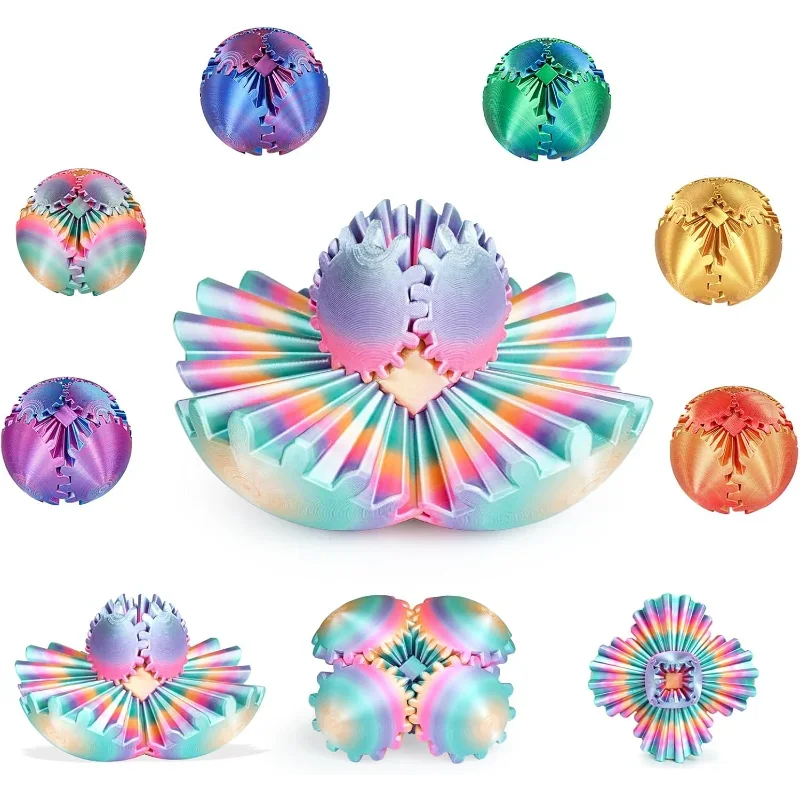 3D Printed Gear Sphere Fidget Toy, Sensory Stress Relief Ball for Kids and Adults