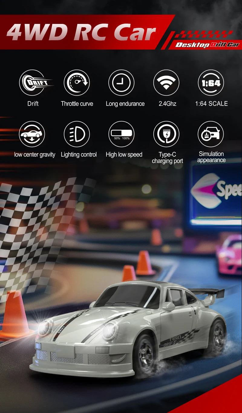 1/64 2.4G High speed Drift Rc Car 4WD Remote Control Four Wheel Drive