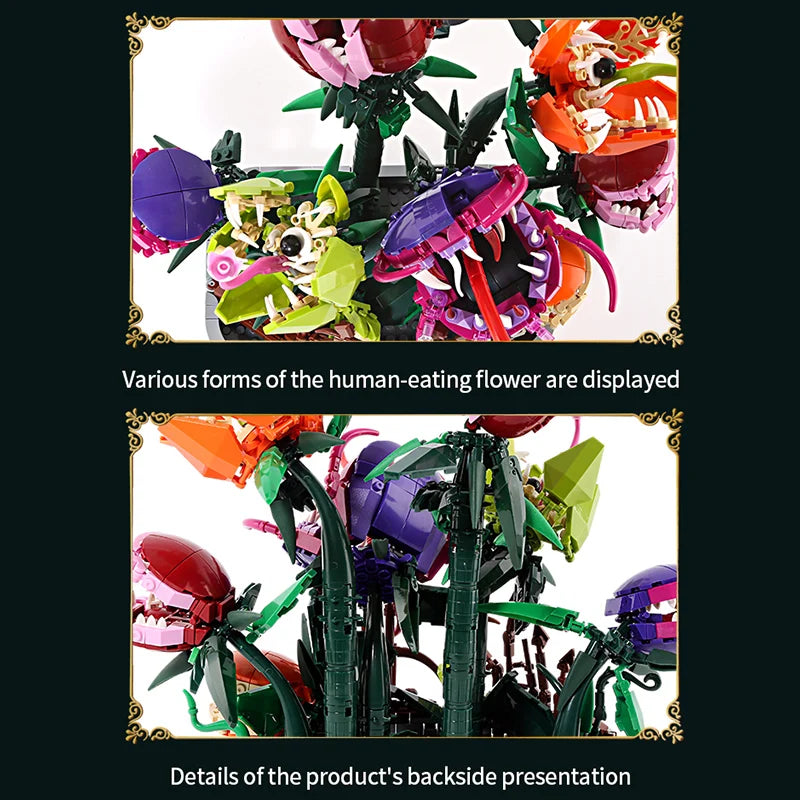 1266Pcs Carnivorous Plant Manor Building Blocks Man-eating Flower Home Decoration Gift